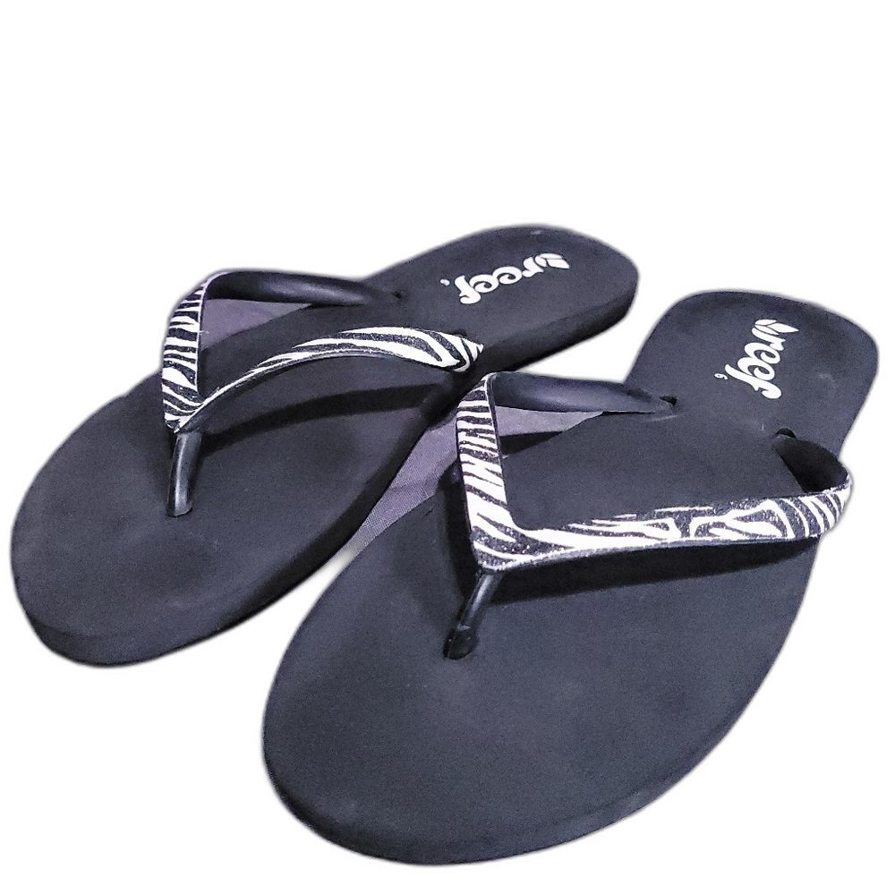 Reef Stargazer Luxe Black Zebra Thong Sandal Womens 6